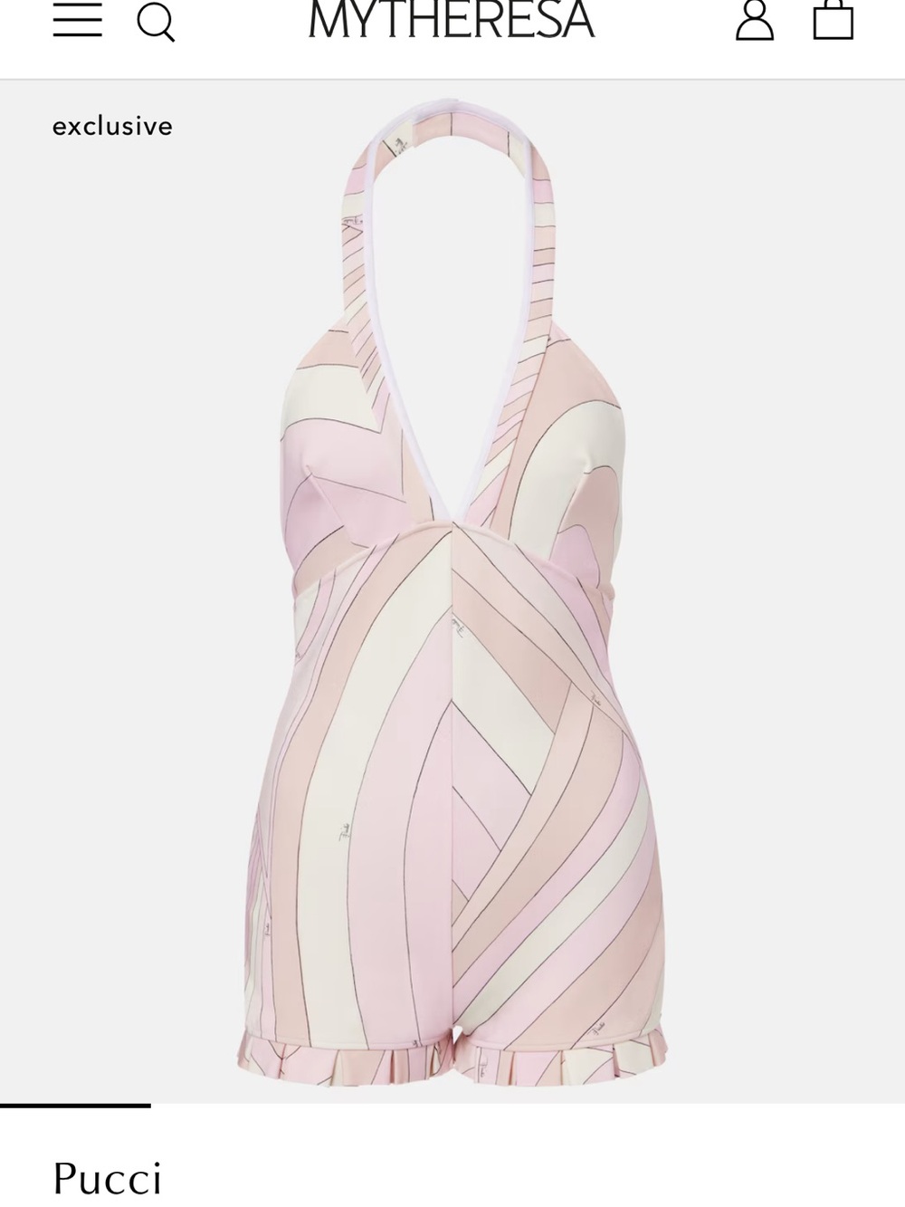 Emilio Pucci Pink & Cream Halter One-Piece
